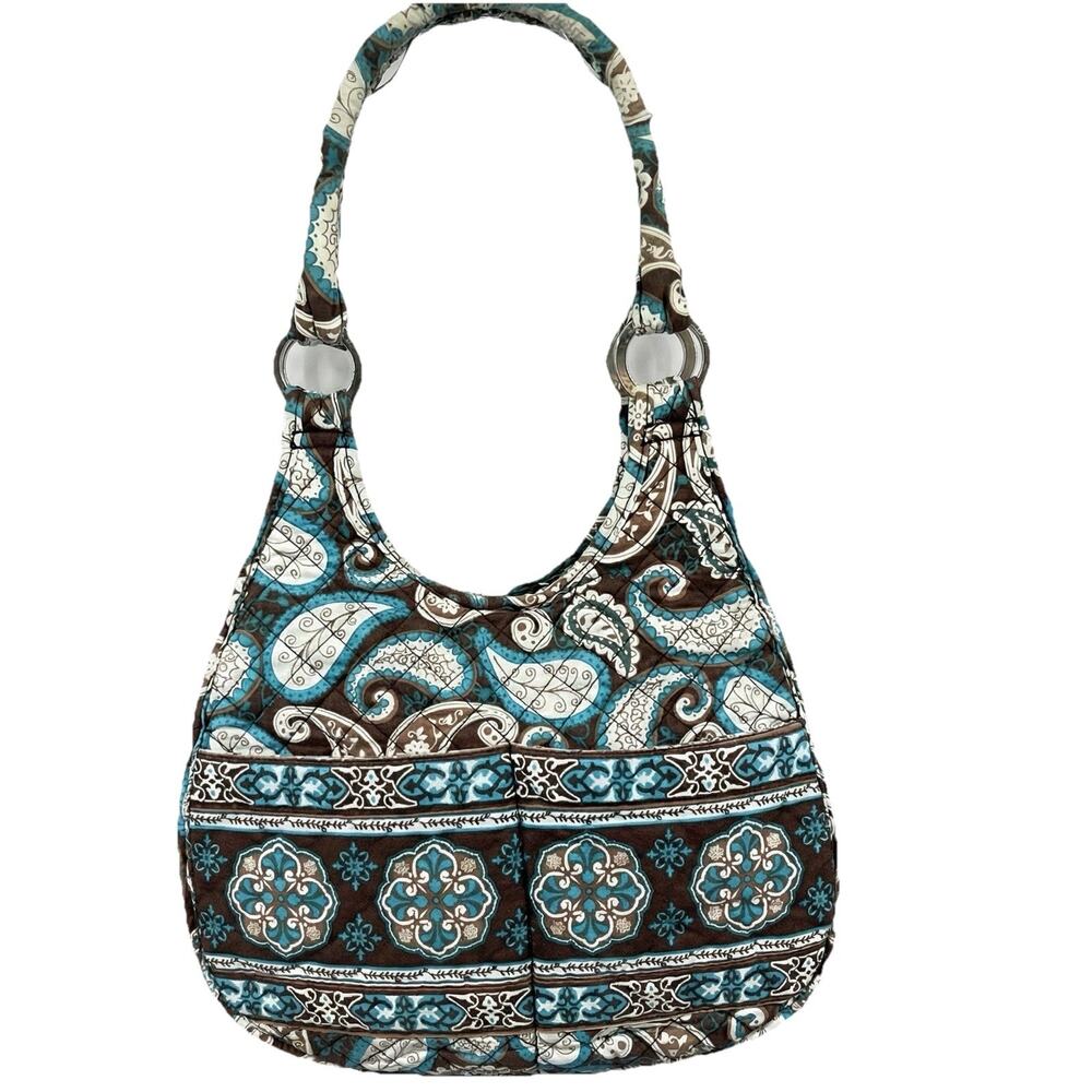 Quilted Cotton Shoulder Bag Hamptons Boho Chic Y2K Teal Brown Paisley Marie